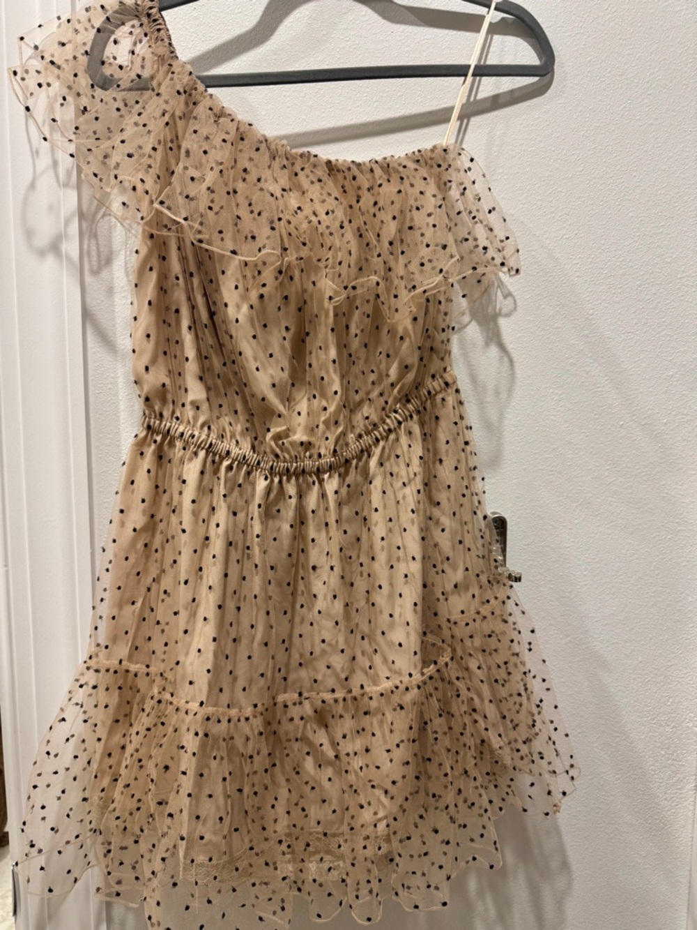 Gucci Cream Polka Dot One-Shoulder Kids Dress NWT